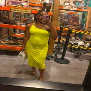 SHEIN Lime Green One Shoulder Dress